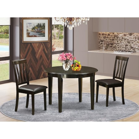 East West Furniture 3 Piece Boston Kitchen Table Set - Cappuccino BOAN3-CAP-LC